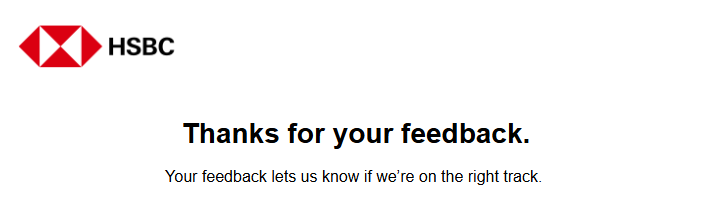HSBCアンケート完了画面